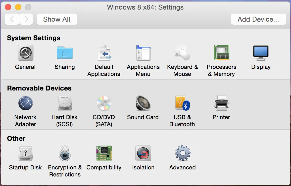 VMWare Fusion 7 제어판